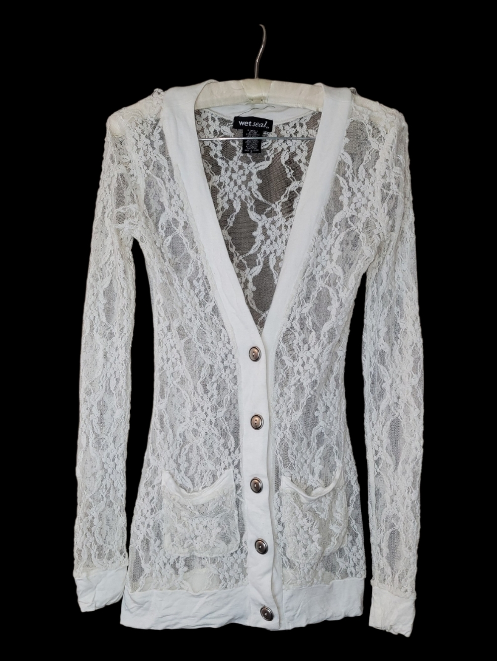 Vintage Y2K Fairy Fairycore Boh Cottagecore Coquette White Sheer Lace Cardigan S